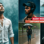 People enjoying rainy weather moments.