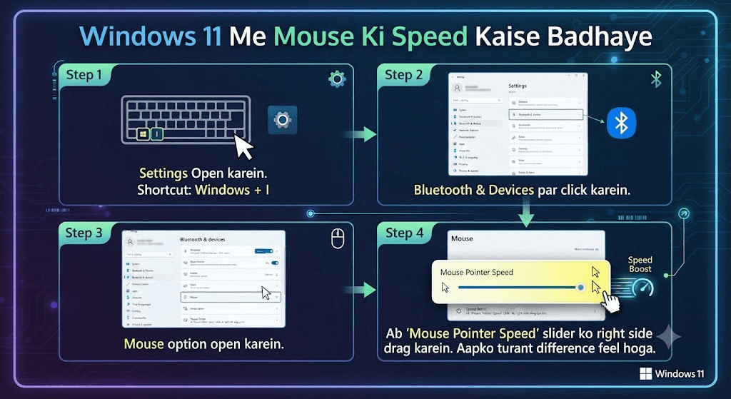 Windows 11 Me Mouse Ki Speed Kaise Badhaye