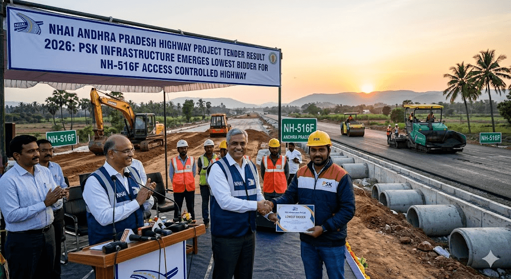 NHAI Andhra Pradesh Highway Project Tender Result 2026: PSK Infrastructure Emerges Lowest Bidder for NH-516F Access Controlled Highway