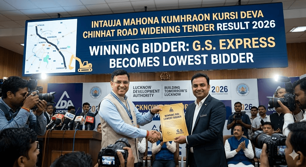 Intauja Mahona Kumhraon Kursi Deva Chinhat Road Widening Tender Result 2026: G.S. Express Becomes Lowest Bidder