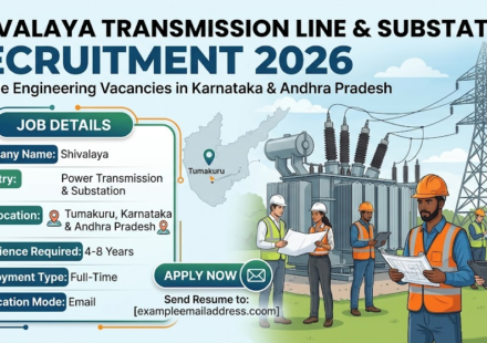 Shivalaya Transmission Line & Substation Recruitment 2026: Multiple Engineering Vacancies in Karnataka & Andhra Pradesh