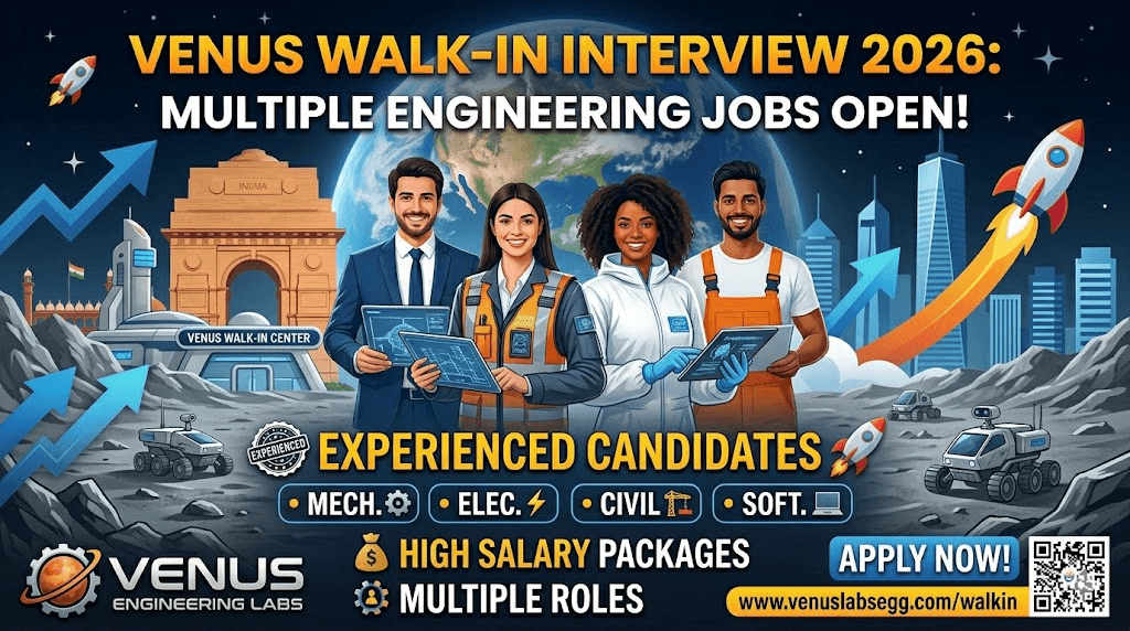 Venus Walk-In Interview 2026: Multiple Engineering Jobs Open for Experienced Candidates 🚀