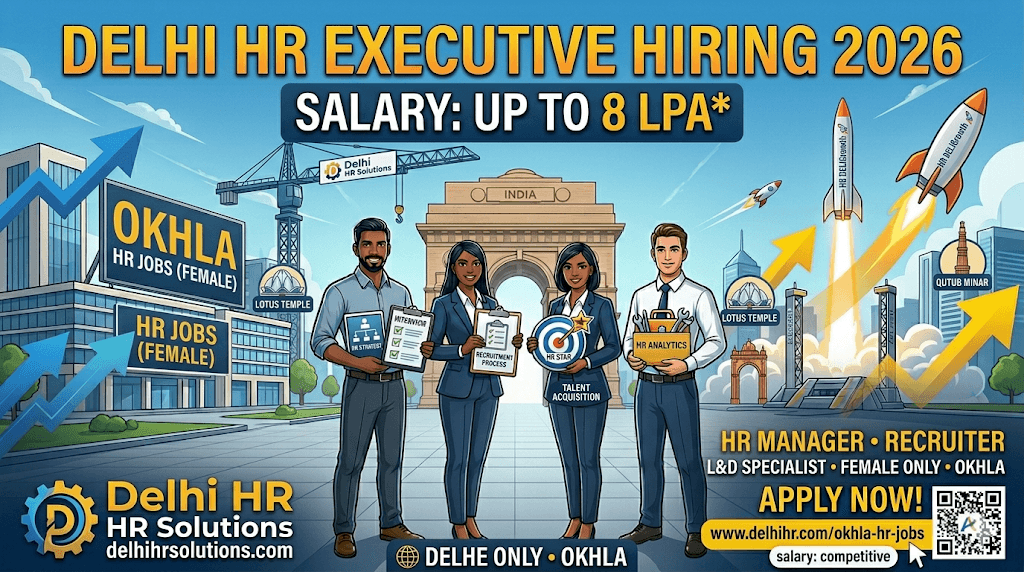 HR Executive Hiring 2026 in Delhi 🚀 | Female HR Jobs in Okhla with Salary Up to 8 LPA