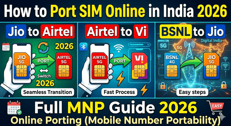 How to Port SIM Online in India 2026 – Jio to Airtel, Airtel to Vi, BSNL to Jio Full MNP Guide 12 How to Port SIM Online in India 2026 – Jio to Airtel, Airtel to Vi, BSNL to Jio Full MNP Guide