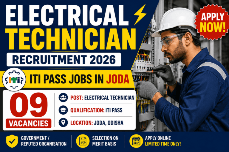 Electrical Technician Recruitment 2026 – ITI Pass Jobs in Joda | 09 Vacancies | Apply Now