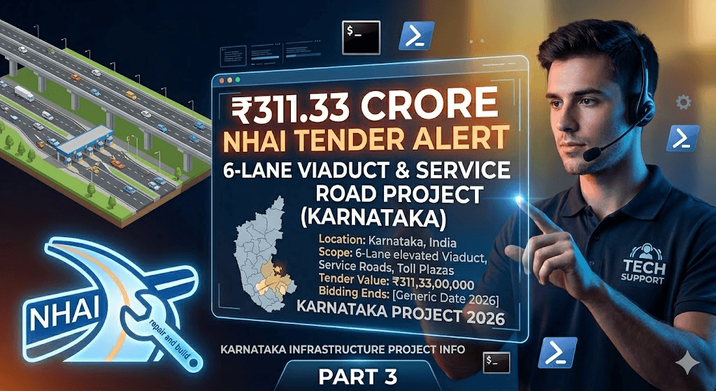 NHAI Tender Alert 2026: ₹311.33 Crore Ka 6-Lane Viaduct Aur Service Road Project Karnataka Mein