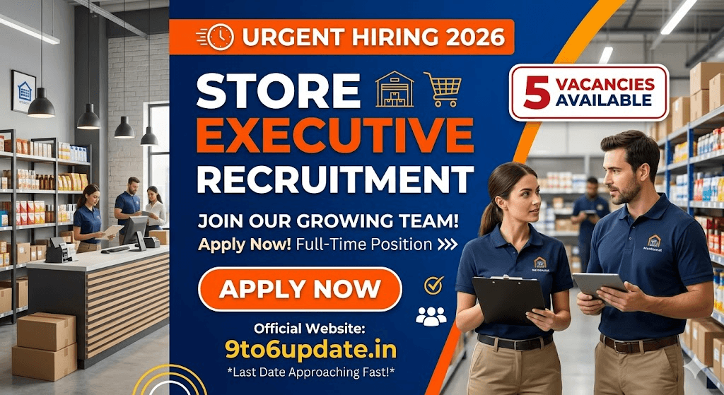Urgent Store Executive Recruitment 2026 – 5 Vacancies Available, Apply Now