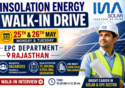 Insolation Energy Walk-In Drive 2026: EPC Department Jobs in Rajasthan | Apply Now