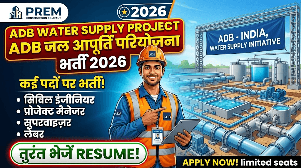 Prem Construction Company Recruitment 2026: ADB Water Supply Project में निकली कई पदों पर भर्ती, तुरंत भेजें Resume