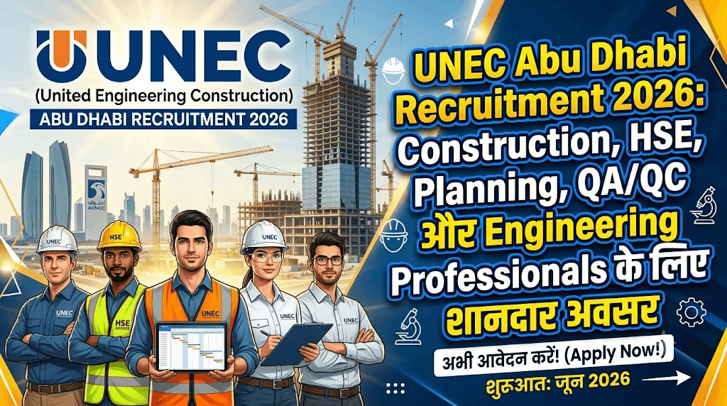 UNEC Abu Dhabi Recruitment 2026: Construction, HSE, Planning, QA/QC और Engineering Professionals के लिए शानदार अवसर