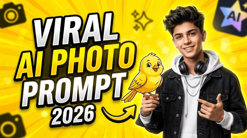 Yellow Luxury AI Portrait Prompt 2026: Create Viral Human + Cartoon Character Photos with ChatGPT & Gemini AI