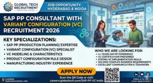 SAP PP Consultant Recruitment 2026: Variant Configuration VC Jobs in Hyderabad & Noida