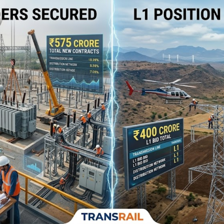 Transrail Secures ₹575 Crore Fresh Orders, Achieves ₹400 Crore L1 Position in Major T&D Projects 59 Transrail Secures ₹575 Crore Fresh Orders, Achieves ₹400 Crore L1 Position in Major T&D Projects