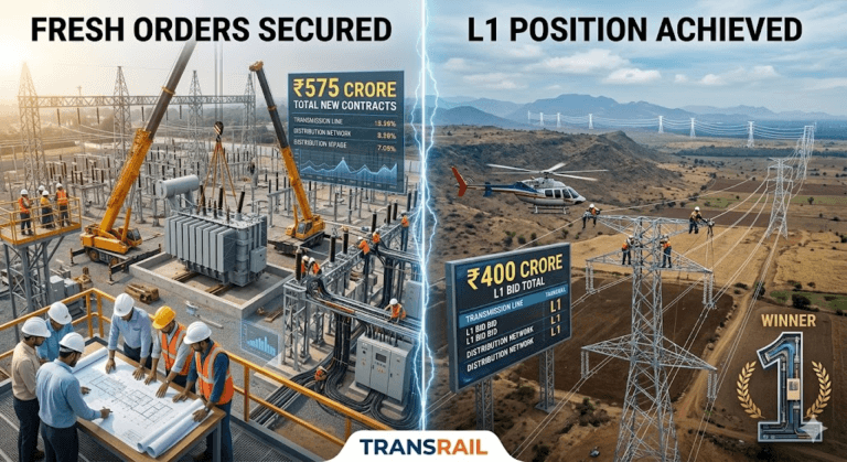 Transrail Secures ₹575 Crore Fresh Orders, Achieves ₹400 Crore L1 Position in Major T&D Projects