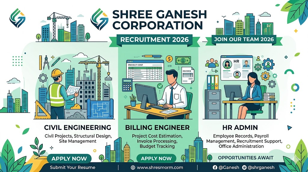 Shree Ganesh Corporation Recruitment 2026: Civil Engineer & HR Admin Jobs