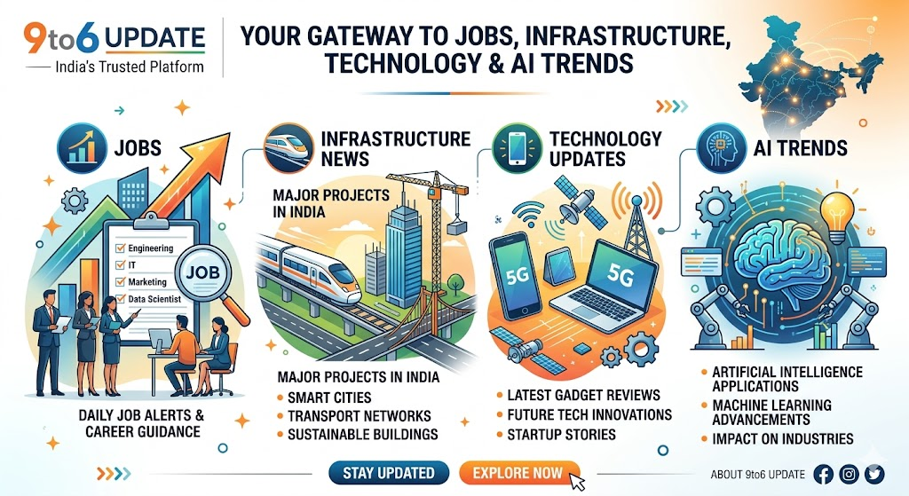 About 9to6 Update – India's Trusted Platform for Jobs, Infrastructure News, Technology Updates & AI Trends