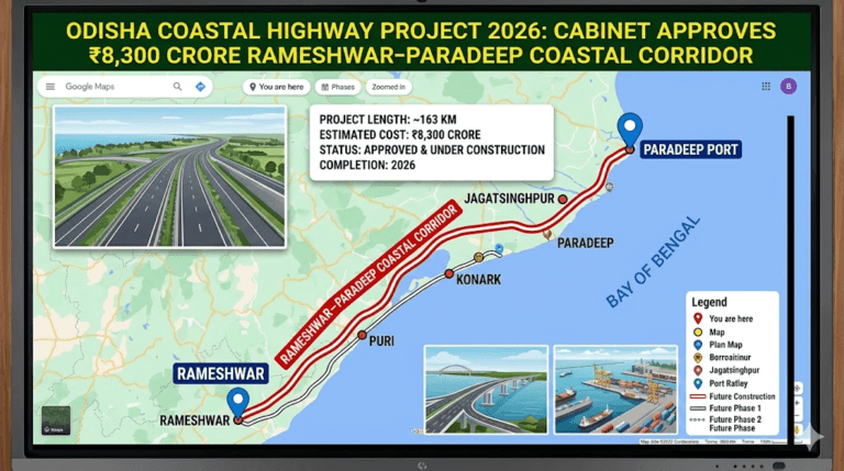 Odisha Coastal Highway Project 2026: Cabinet Approves ₹8,300 Crore Rameshwar–Paradeep Coastal Corridor