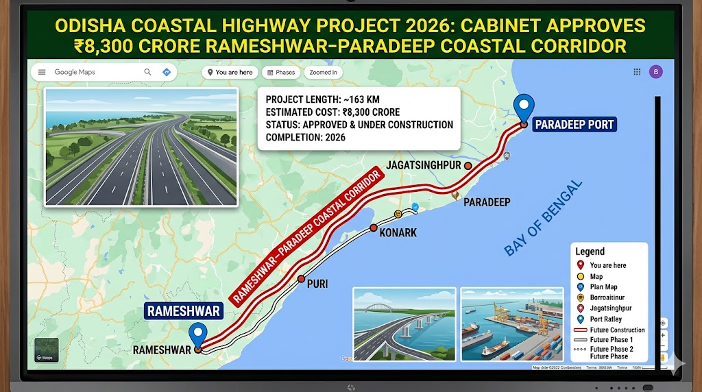 Odisha Coastal Highway Project 2026: Cabinet Approves ₹8,300 Crore Rameshwar–Paradeep Coastal Corridor
