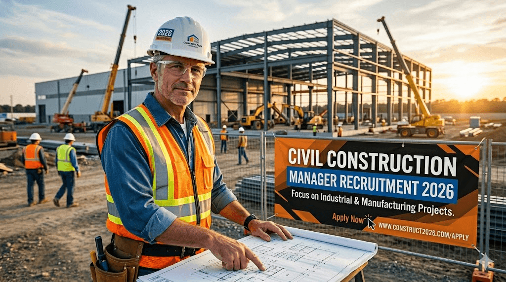 Civil Construction Manager Recruitment 2026 | Industrial & Manufacturing Projects