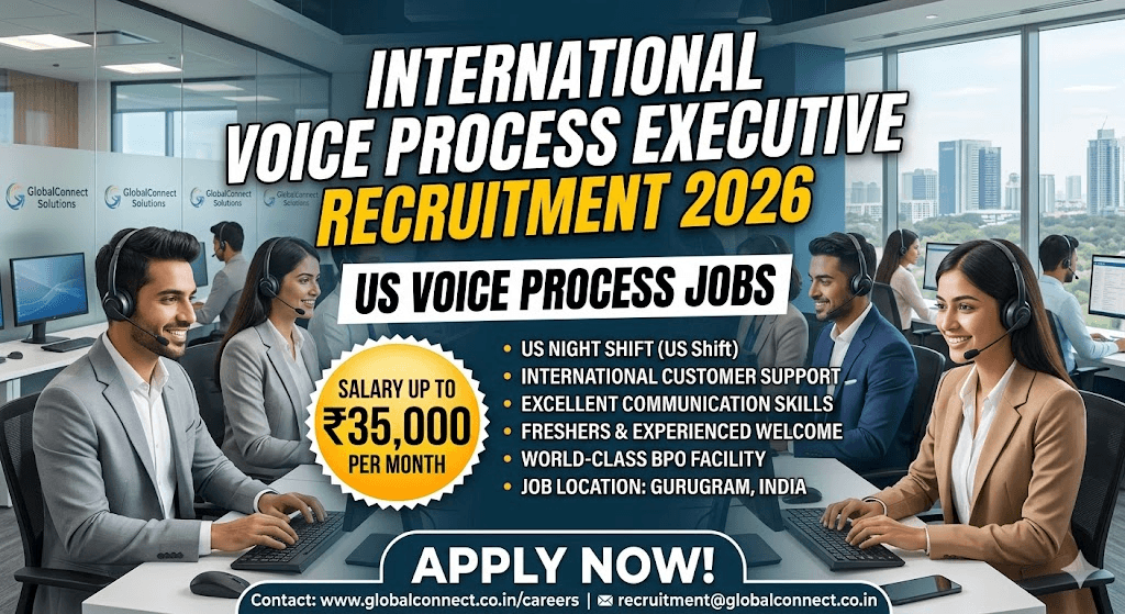 International Voice Process Executive Recruitment 2026: US Voice Process Jobs | Salary Up to ₹35,000 Per Month