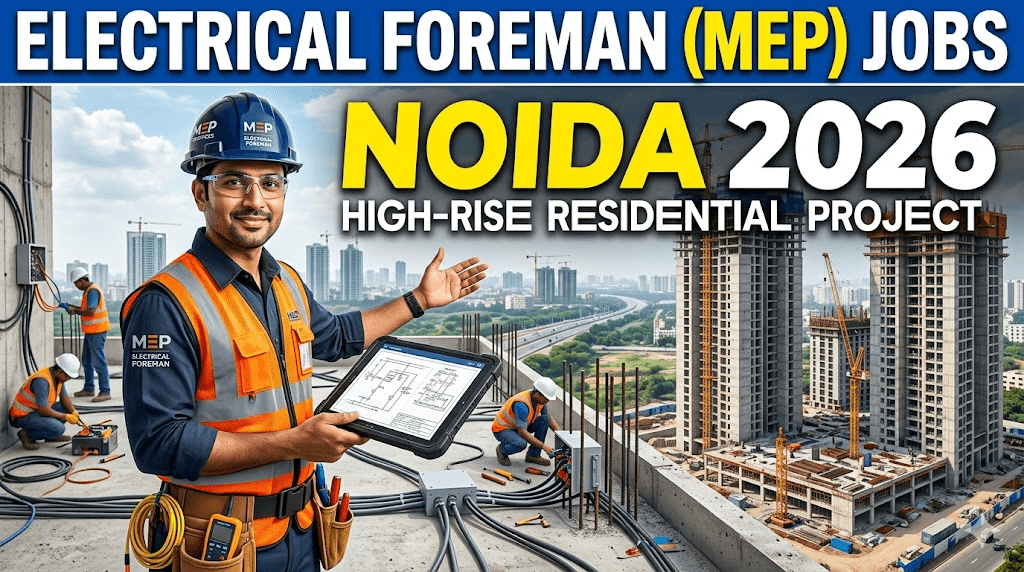 ELECTRICAL FOREMAN (MEP) JOBS IN NOIDA 2026 – APPLY FOR HIGH-RISE RESIDENTIAL PROJECT