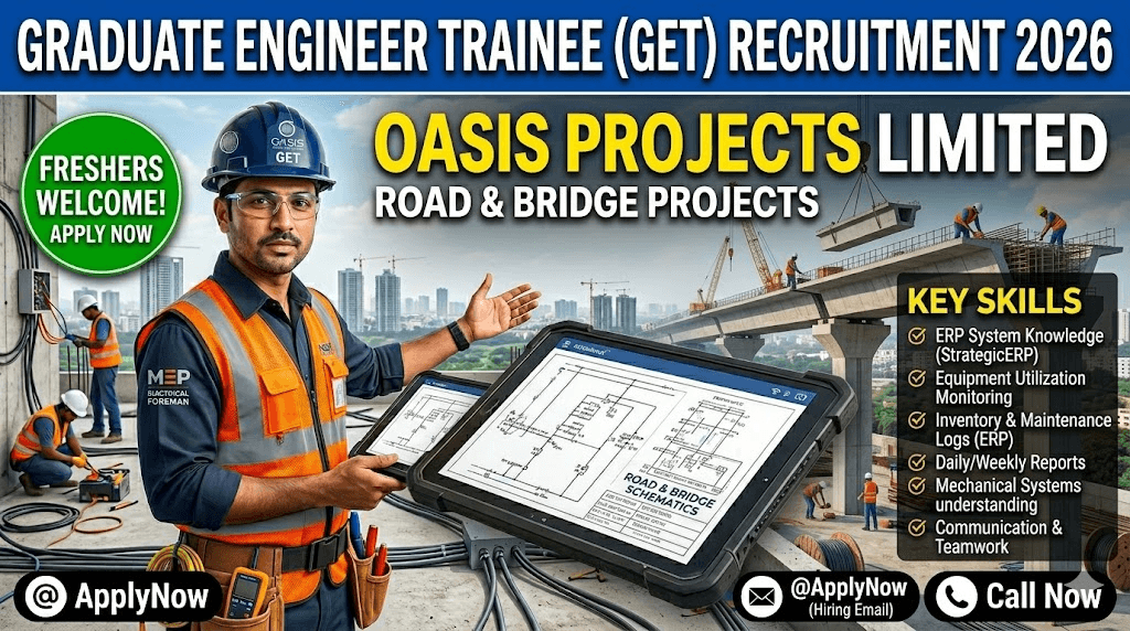 OASIS PROJECTS LIMITED GET RECRUITMENT 2026 – MECHANICAL ENGINEER FRESHERS APPLY NOW