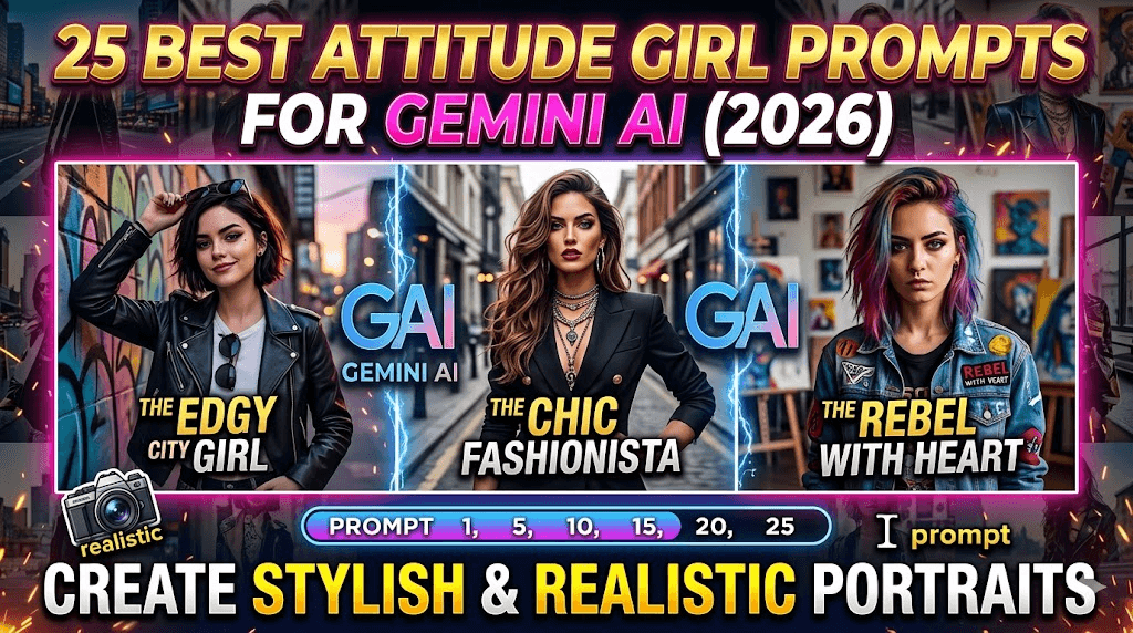 25 Best Attitude Girl Prompts for Gemini AI (2026) – Create Stylish & Realistic Portraits