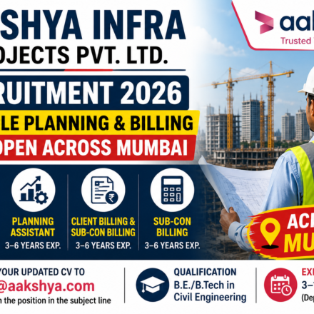 Aakshya Infra Projects Recruitment 2026: Multiple Planning & Billing Jobs Open Across Mumbai