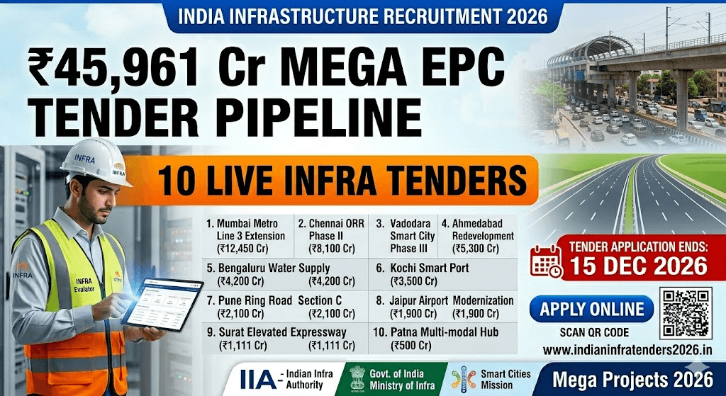 ₹45,961 Cr Mega EPC Tender Pipeline: 10 Live Infra Tenders in India 2026