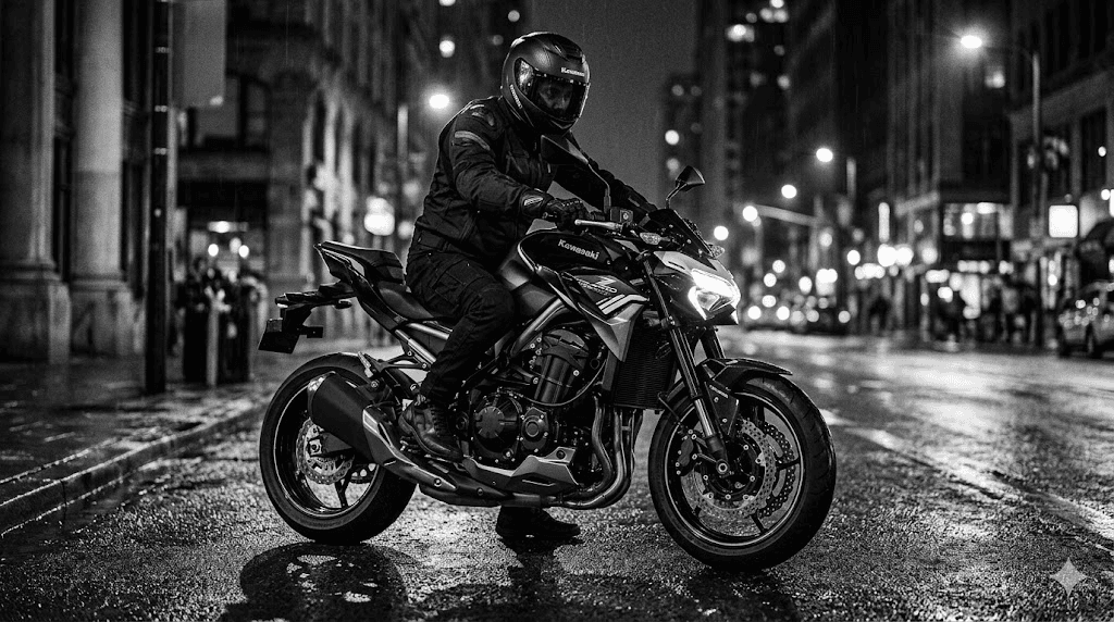 Kawasaki Z900 Black & White AI Photo Prompt 2026 | Viral Cinematic Bike Portrait Prompts