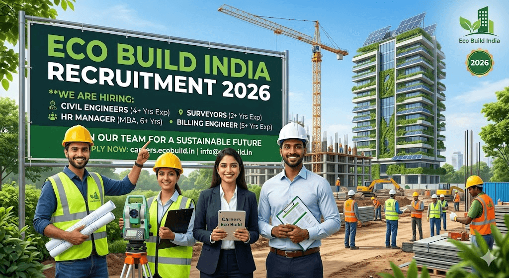 Eco Build India Recruitment 2026 | Civil Engineers, Surveyors, HR Manager & Billing Engineer Jobs