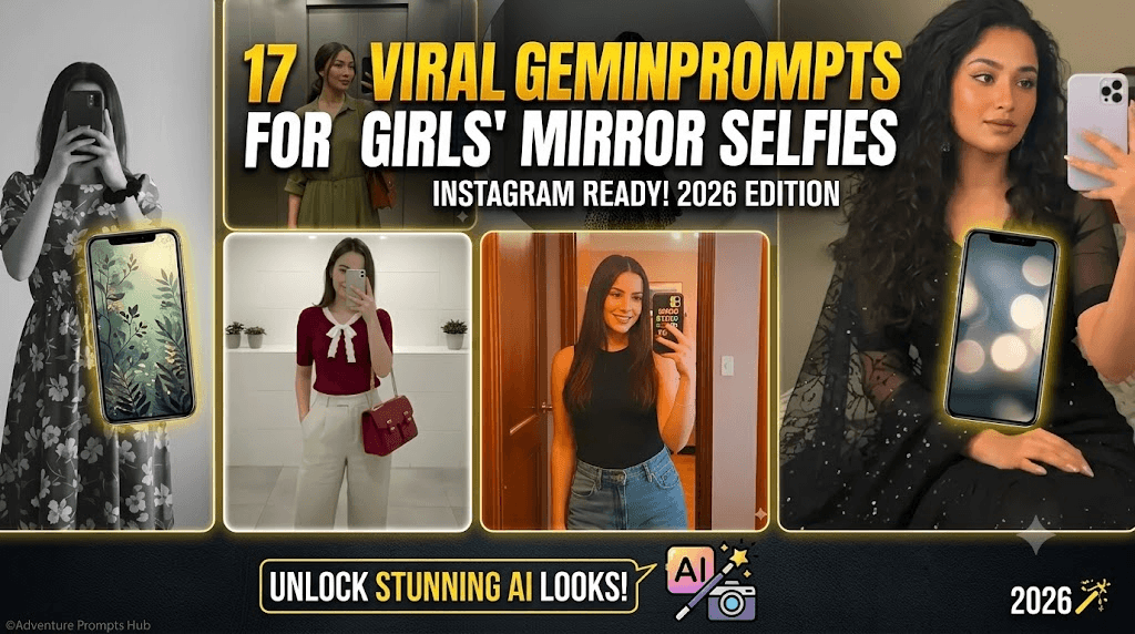 Gemini Prompts for Girls Mirror Selfies 2026: 17 Viral AI Photo Editing Prompts for Stunning Instagram Looks