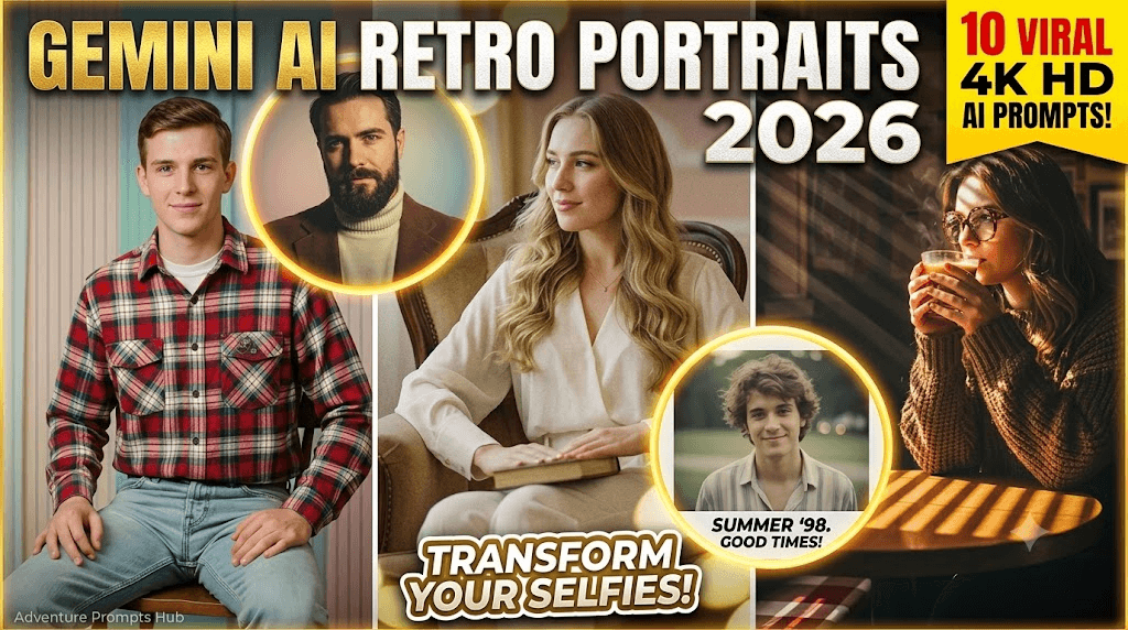 Gemini AI Retro Portrait Prompts 2026: 10 Viral 4K HD AI Prompts to Transform Selfies into Timeless Vintage Masterpieces