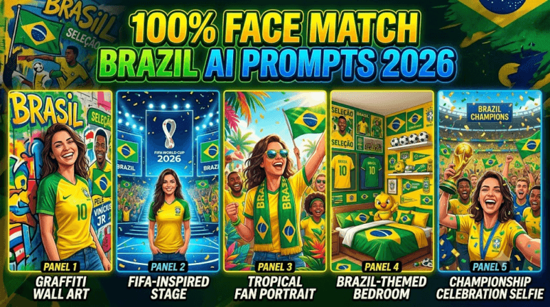 Brazil AI Photo Prompts 2026: 5 Best Face Match Prompts for Gemini AI, ChatGPT Images, Flux & Midjourney