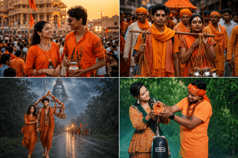 Sawan / Kanwar Couple Kanwar Yatra AI Prompts 2026: 4 Ultra-Realistic Devotional Face Reference Prompts for GPT Image, Midjourney & Flux