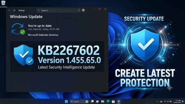 Windows 11 Update Screen + Microsoft Defender Shield