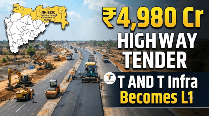 Armori–Gadchiroli NH-353C Tender 2026: T AND T Infra Emerges L1 Bidder for ₹4,980 Crore HAM Highway Project in Maharashtra
