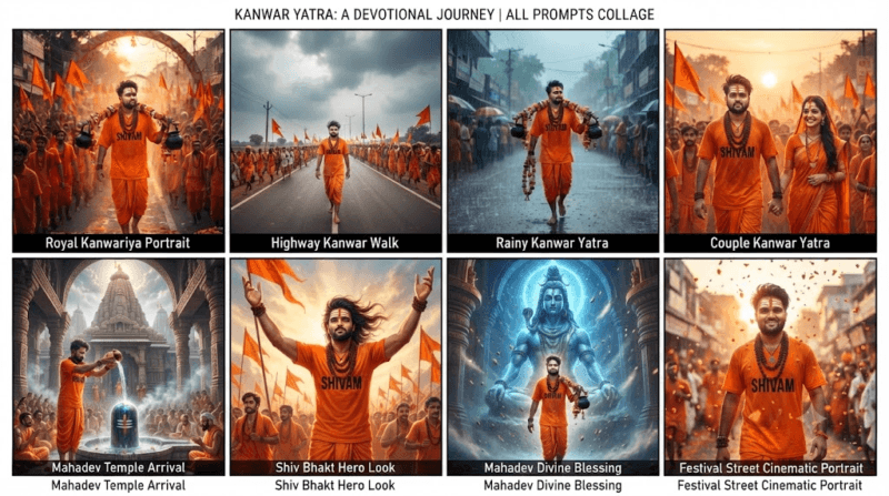 Kanwar Yatra AI Photo Prompts 2026: 8 Ultra Realistic 8K Mahadev Image Prompts with Face Reference