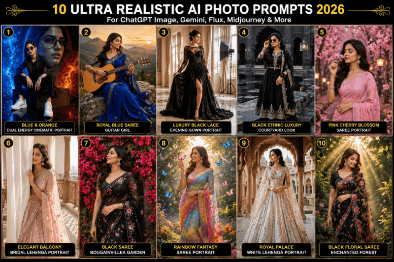 10 Ultra Realistic Girls AI Photo Prompts 2026 – ChatGPT Image, Gemini, Flux, Midjourney और Grok AI के लिए Best 8K Prompts