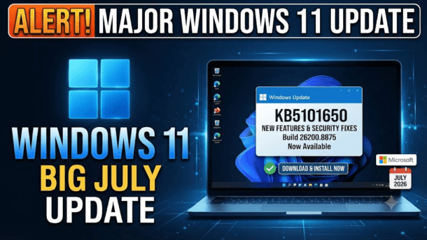 Windows 11 KB5101650 July 2026 Update Released: New Features, Security Fixes and Build 26200.8875 Details