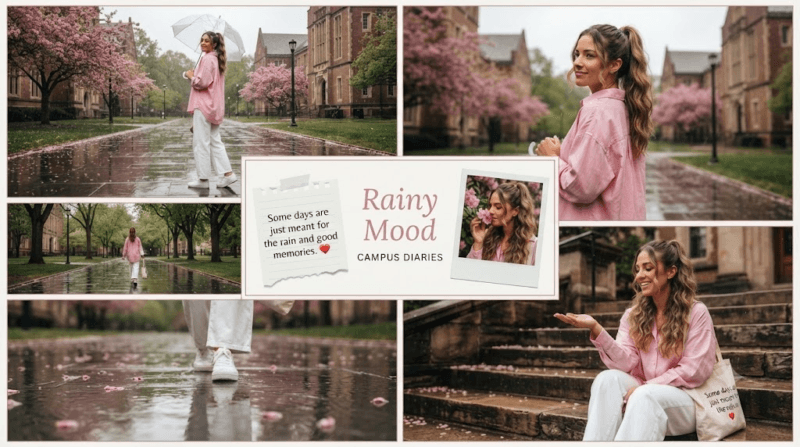 Rainy Season AI Photo Editing Prompts: 5 Beautiful Monsoon Collage Ideas for College Memories