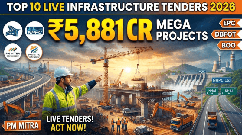 Top 10 Live Infrastructure Tenders in India 2026: ₹275 Crore से ₹5,881 Crore तक के Mega Government Projects