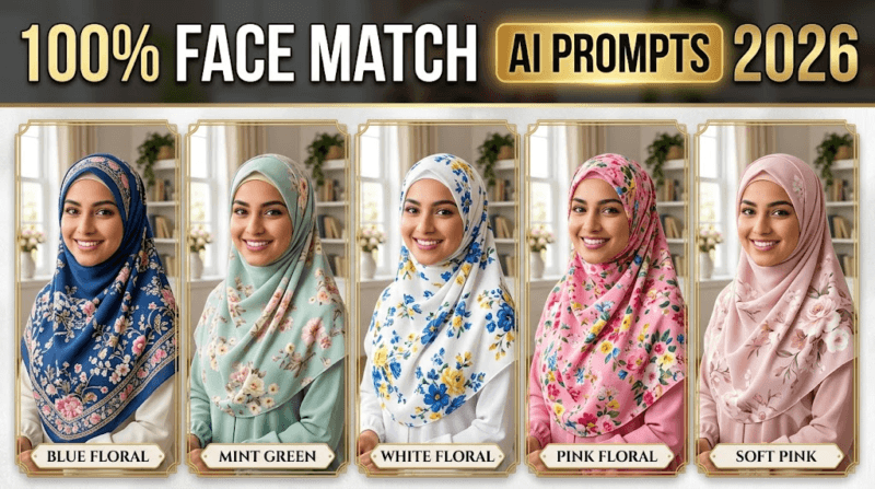 Muslim Woman AI Photo Prompts 2026: 5 Best Face Match Prompts for Gemini AI, ChatGPT Images, Flux & Midjourney