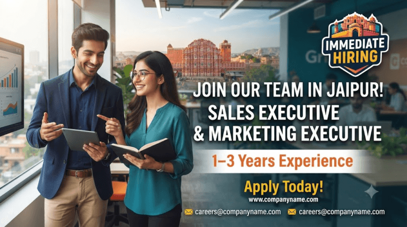 Sales Executive & Marketing Executive Jobs in Jaipur 2026 | Immediate Hiring | Apply Now